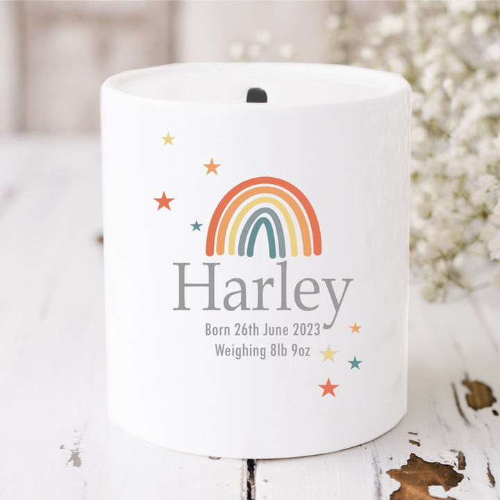 Personalised Rainbow Ceramic Money Box