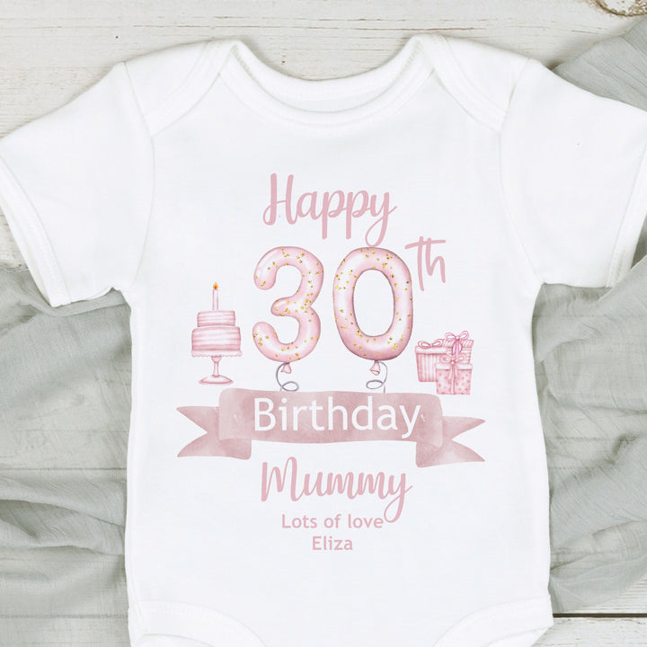 Happy 30th Birthday MUMMY Pink Balloons Babygrow/Vest