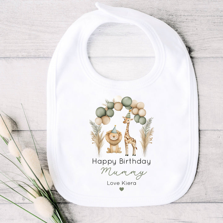 Personalised Jungle Party Happy Birthday Mummy Babygrow/Vest