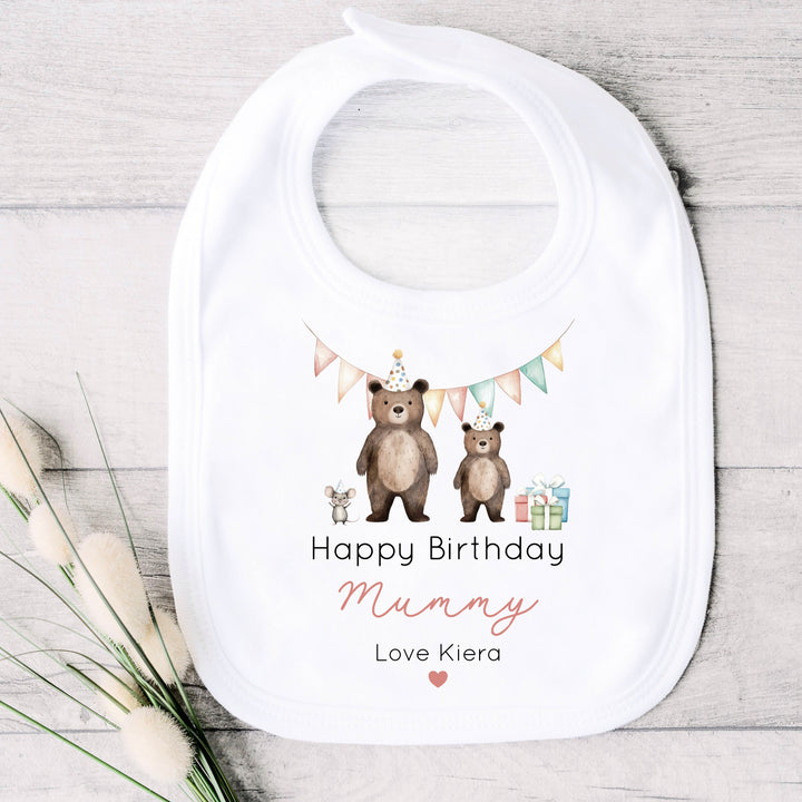 Personalised Red Bears Happy Birthday Mummy Babygrow/Vest