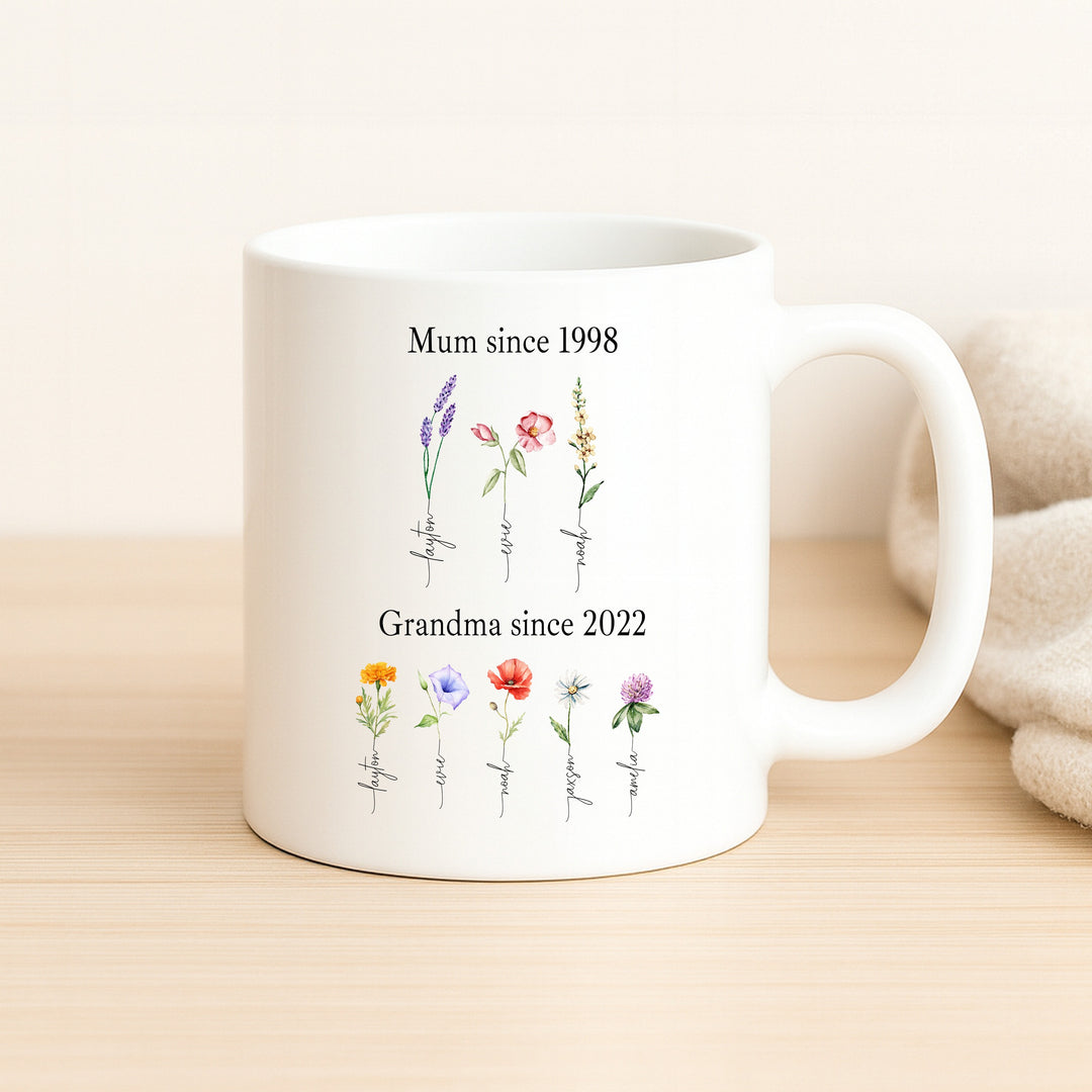 Personalised Grandma's Flowers Garden Mug