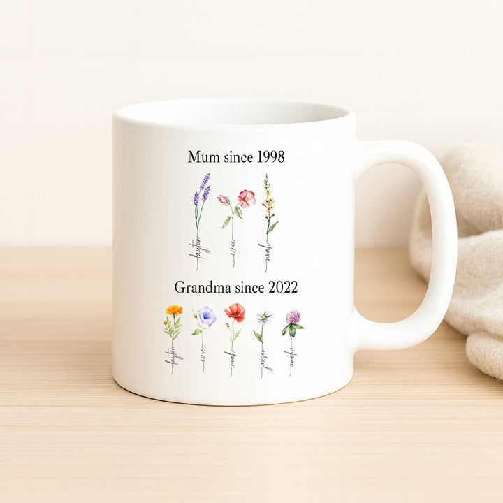 Personalised Grandma's Flowers Garden Mug