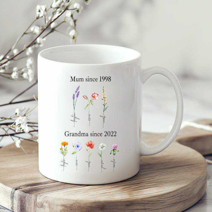 Personalised Grandma's Flowers Garden Mug