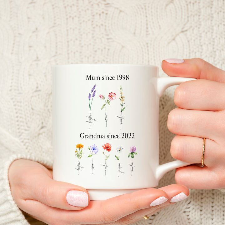 Personalised Grandma's Flowers Garden Mug