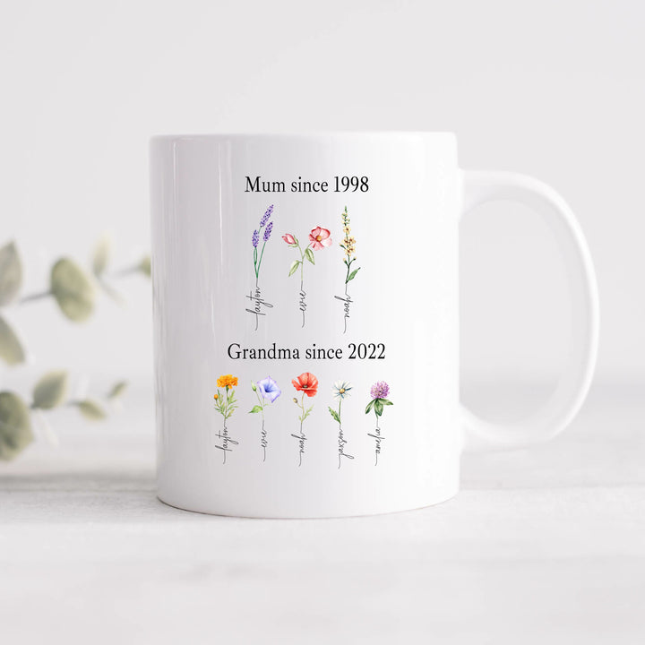 Personalised Grandma's Flowers Garden Mug