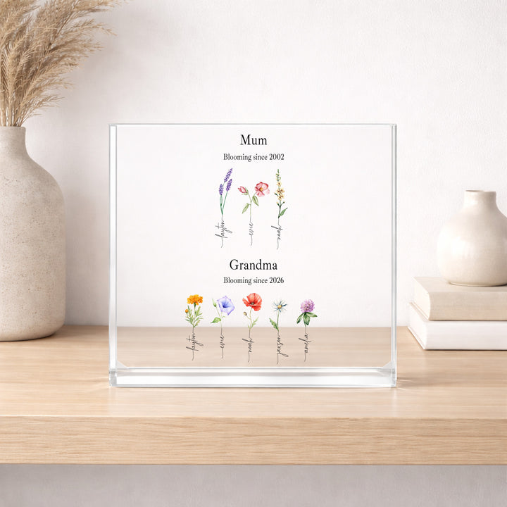 Personalised Flower Garden Mother's Day Acrylic Block
