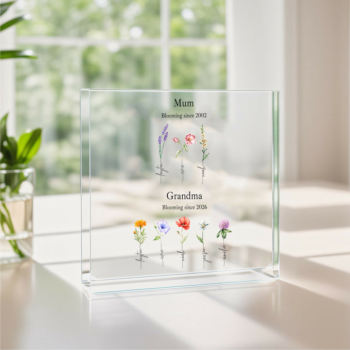 Personalised Flower Garden Mother's Day Acrylic Block