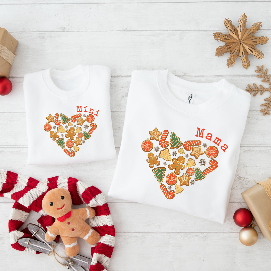 Personalised Gingerbread Heart Mum & Mini Sweatshirt/Babygrow