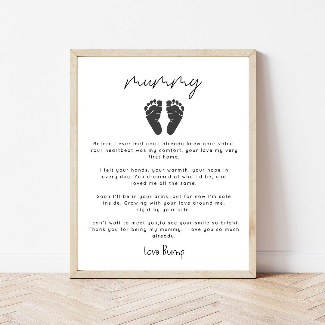 Mummy Poem Love Bump Mother's Day Poster
