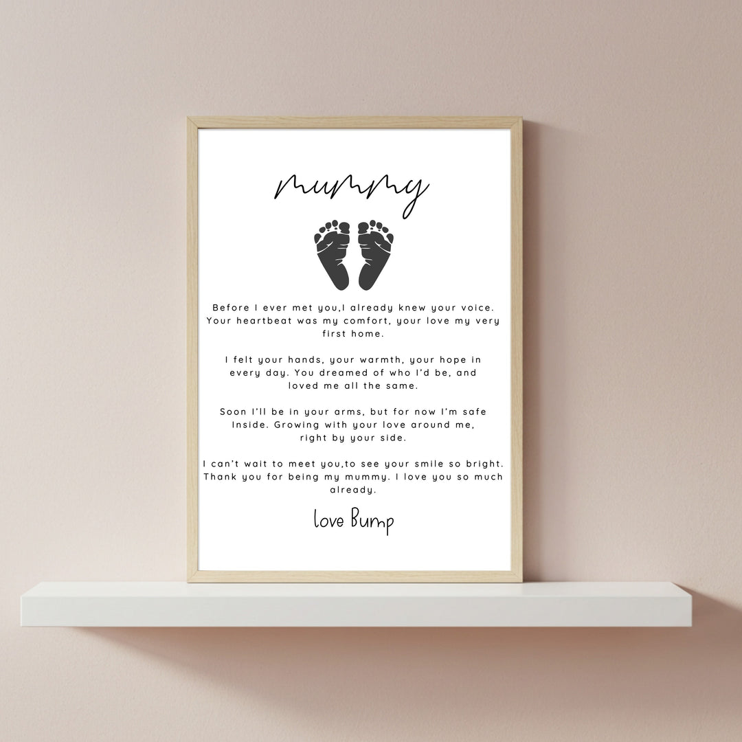 Mummy Poem Love Bump Mother's Day Poster