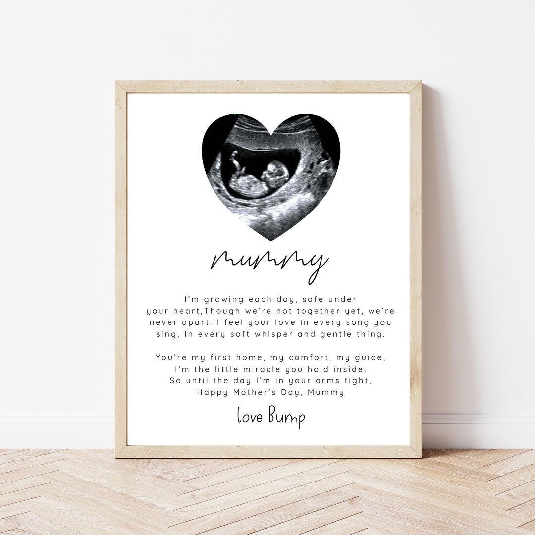 Personalised Love Bump Baby Scan Mother's Day Poster