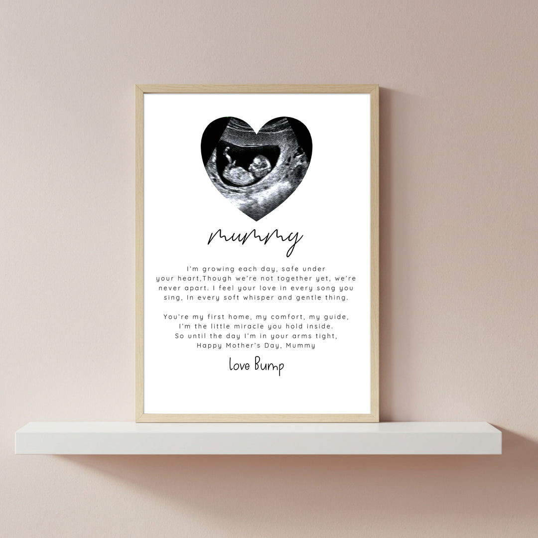 Personalised Love Bump Baby Scan Mother's Day Poster