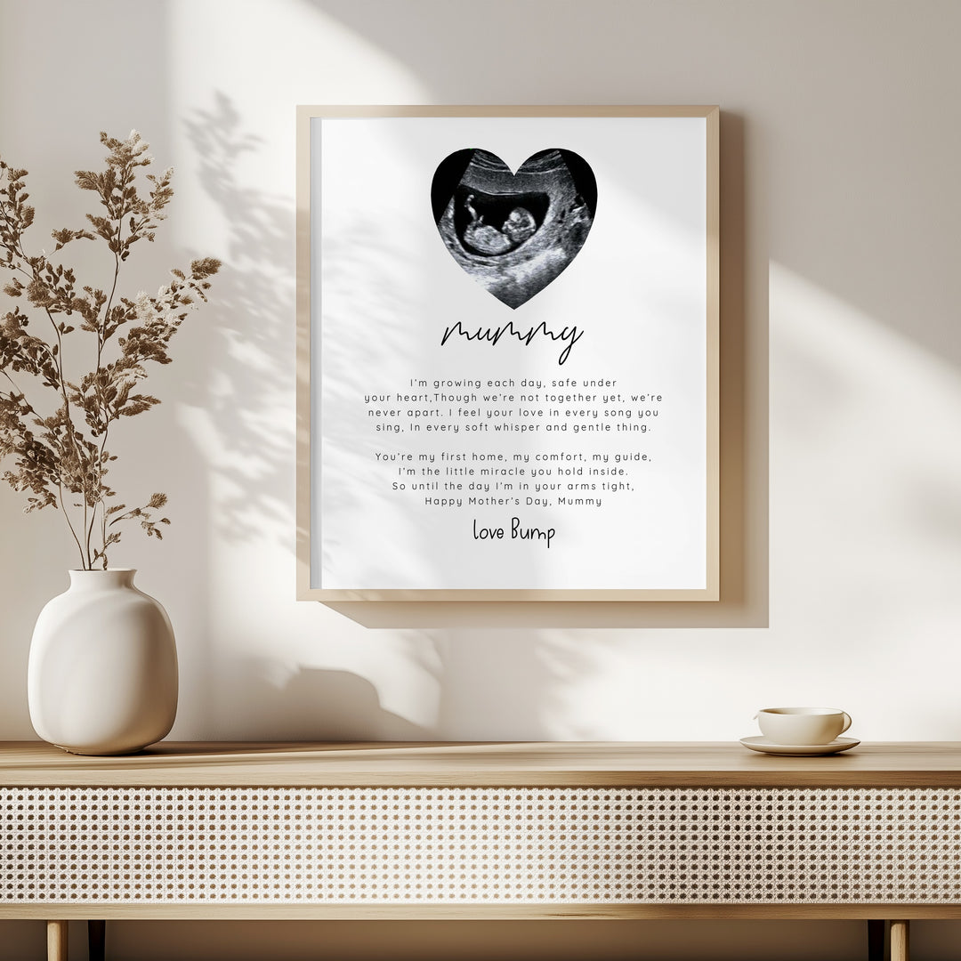 Personalised Love Bump Baby Scan Mother's Day Poster