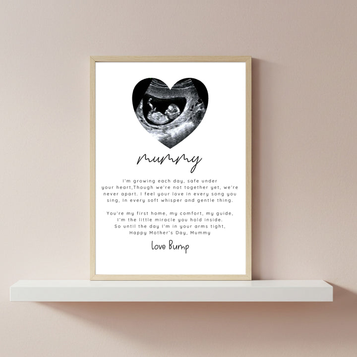 Personalised Love Bump Baby Scan Mother's Day Poster