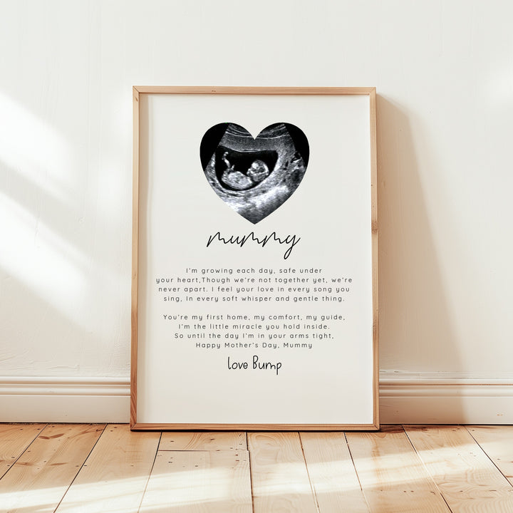 Personalised Love Bump Baby Scan Mother's Day Poster