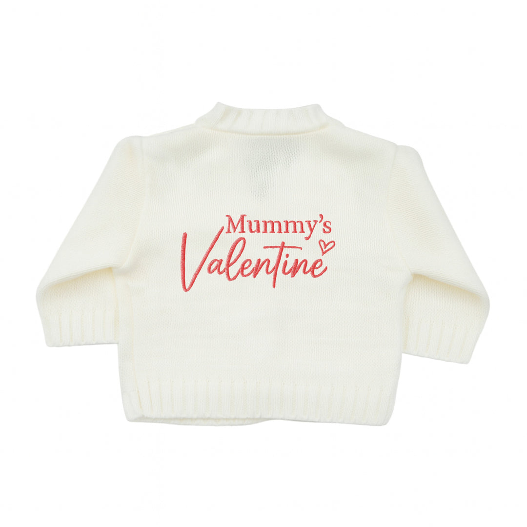 Embroidered Mummy's Valentine Knitted Cardigan