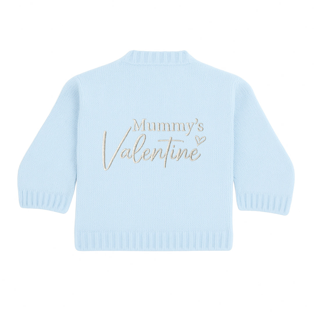 Embroidered Mummy's Valentine Knitted Cardigan