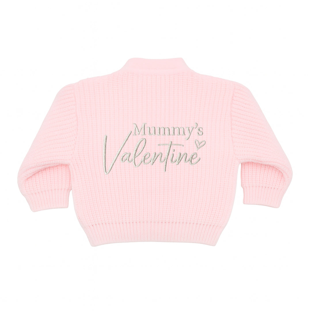Embroidered Mummy's Valentine Knitted Cardigan