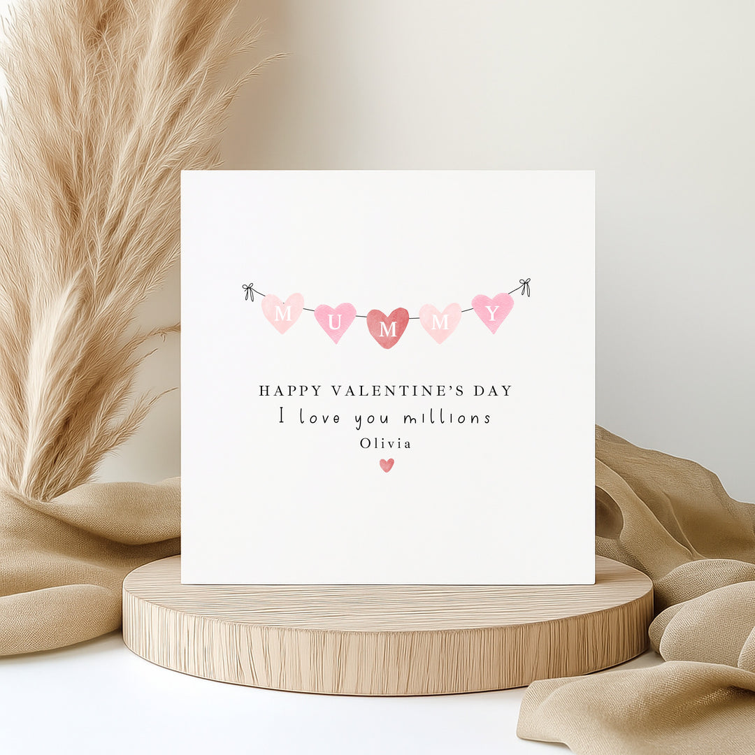 Personalised Pink Happy Valentine's Day Mummy Card