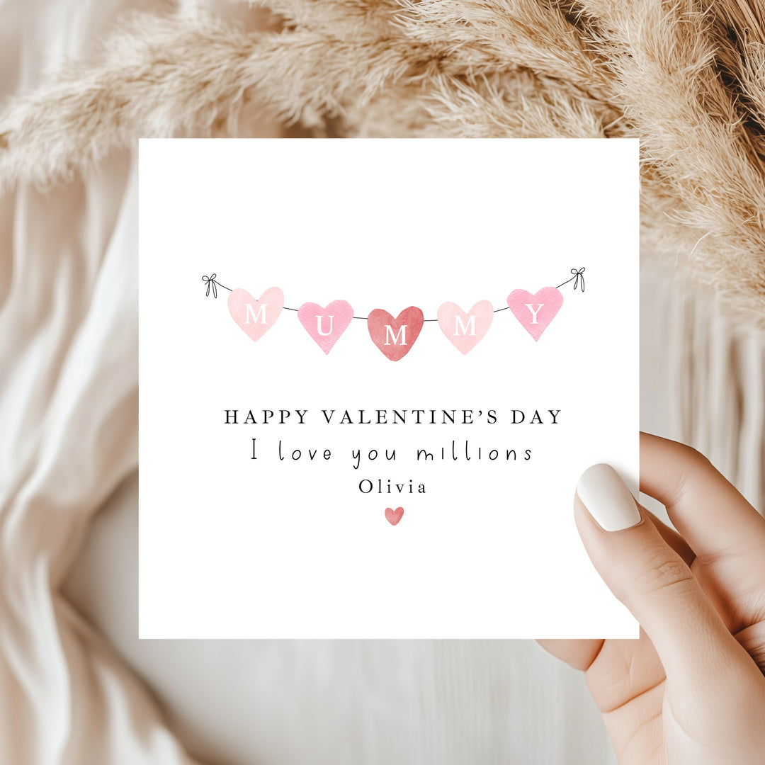 Personalised Pink Happy Valentine's Day Mummy Card