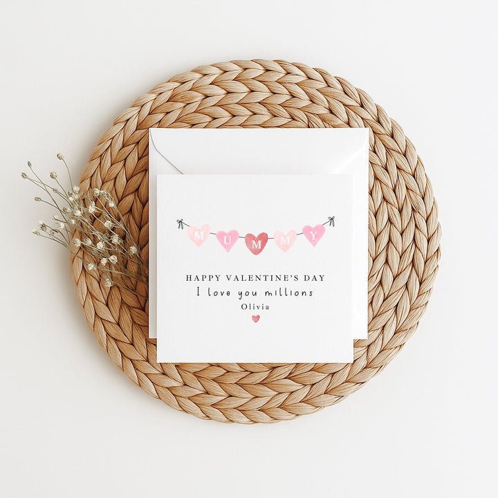 Personalised Pink Happy Valentine's Day Mummy Card
