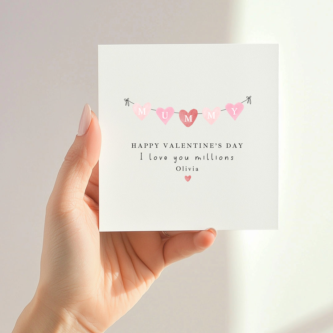 Personalised Pink Happy Valentine's Day Mummy Card