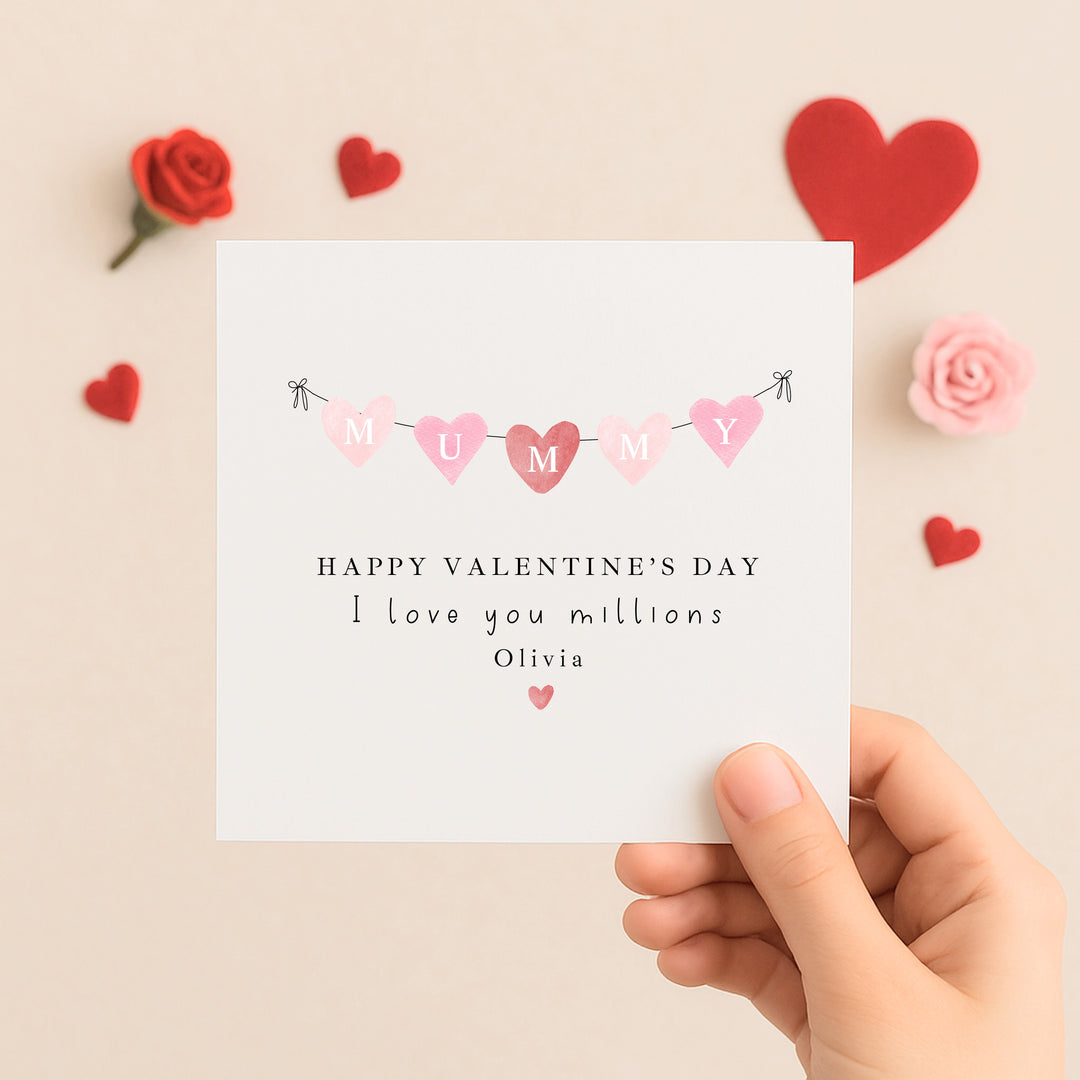 Personalised Pink Happy Valentine's Day Mummy Card