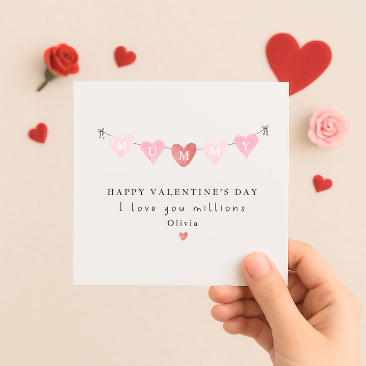 Personalised Pink Happy Valentine's Day Mummy Card
