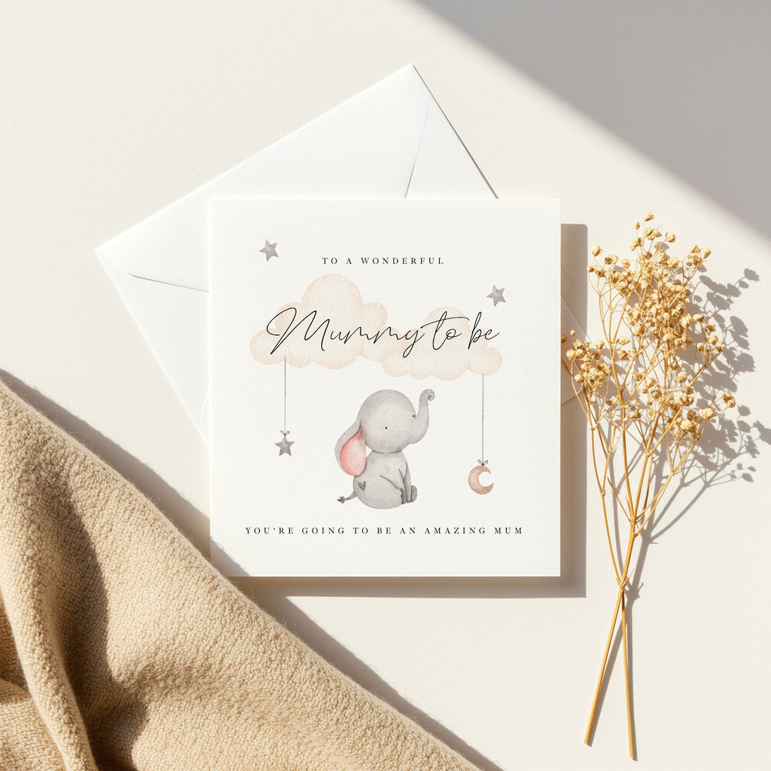 Grey Elephant Mummy to Be Baby Shower Card