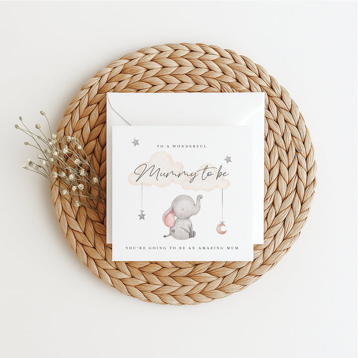 Grey Elephant Mummy to Be Baby Shower Card