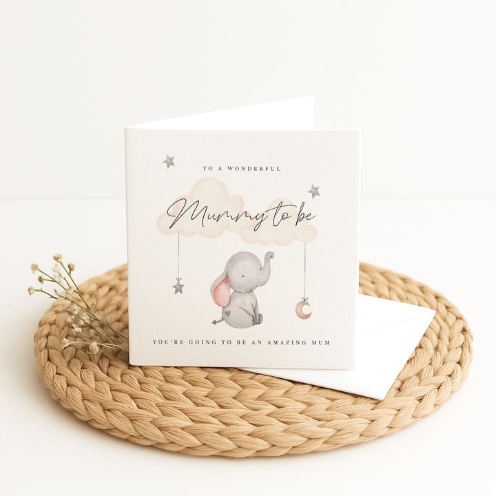 Grey Elephant Mummy to Be Baby Shower Card