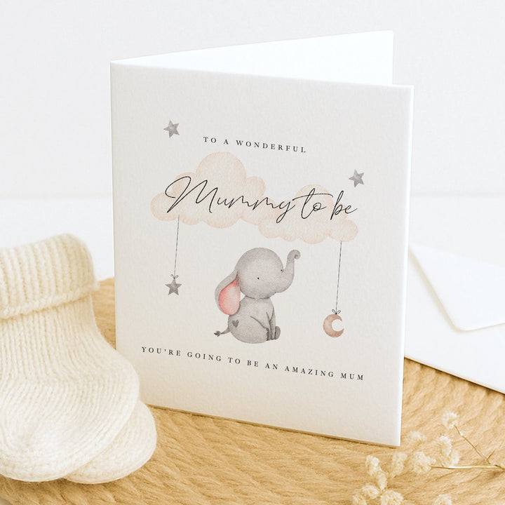 Grey Elephant Mummy to Be Baby Shower Card