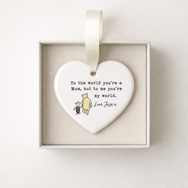 Personalised Pooh Bear Mum World To Me Ceramic Ornament