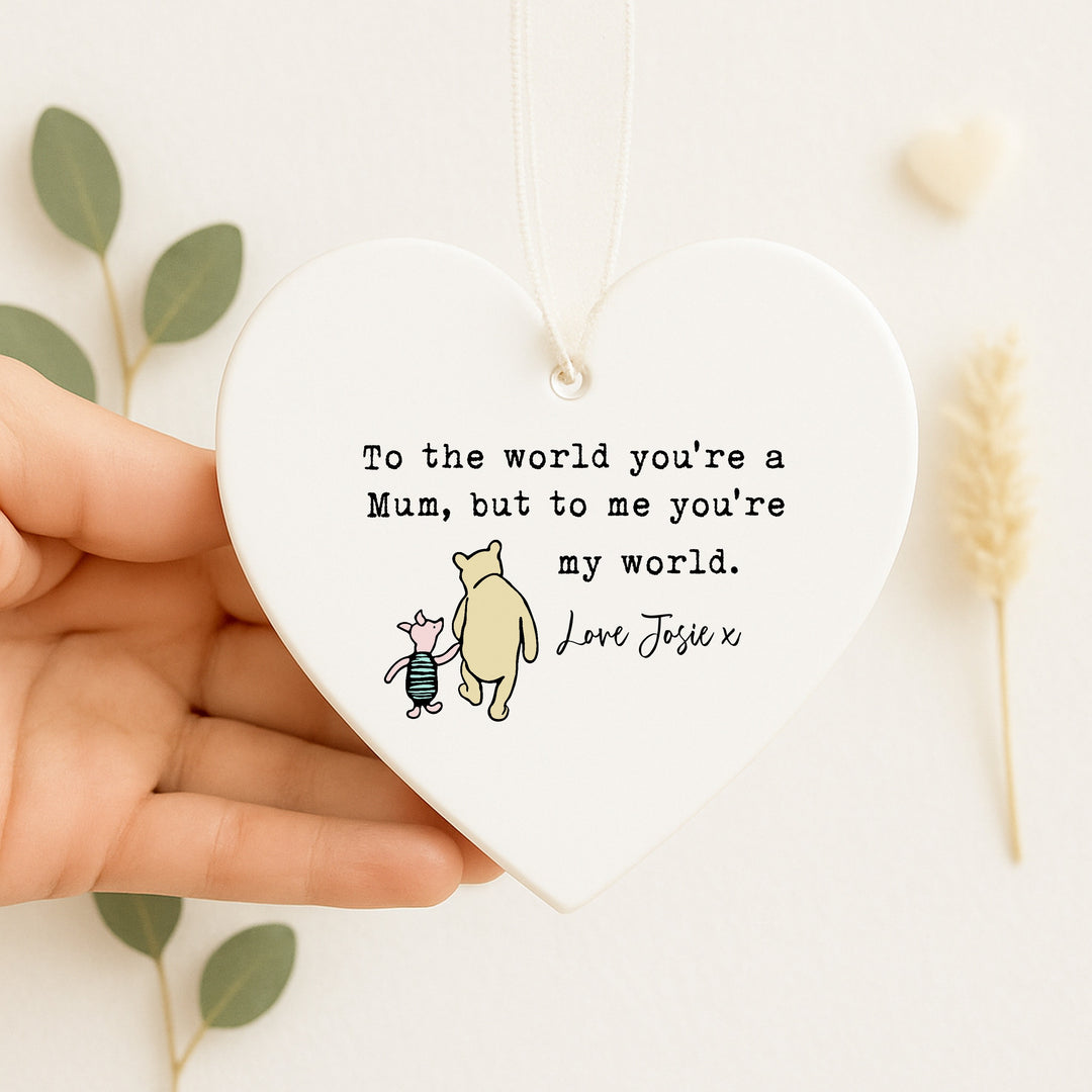 Personalised Pooh Bear Mum World To Me Ceramic Ornament