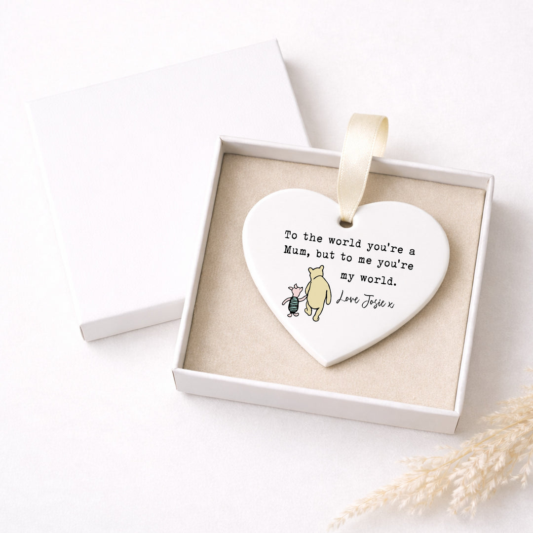 Personalised Pooh Bear Mum World To Me Ceramic Ornament