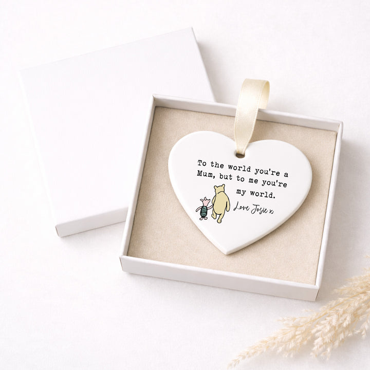 Personalised Pooh Bear Mum World To Me Ceramic Ornament