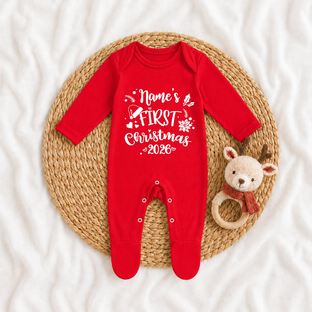 Personalised My First Christmas Red Baby Grow