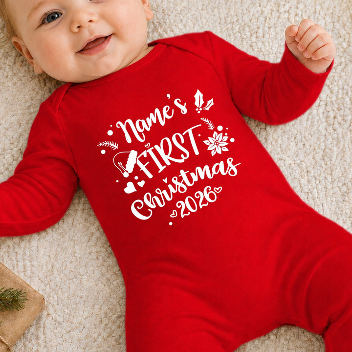 Personalised My First Christmas Red Baby Grow