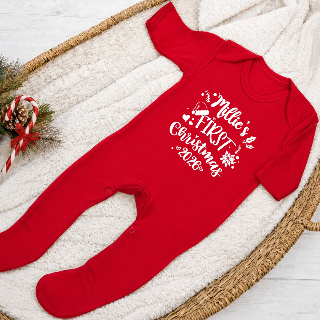 Personalised My First Christmas Red Baby Grow