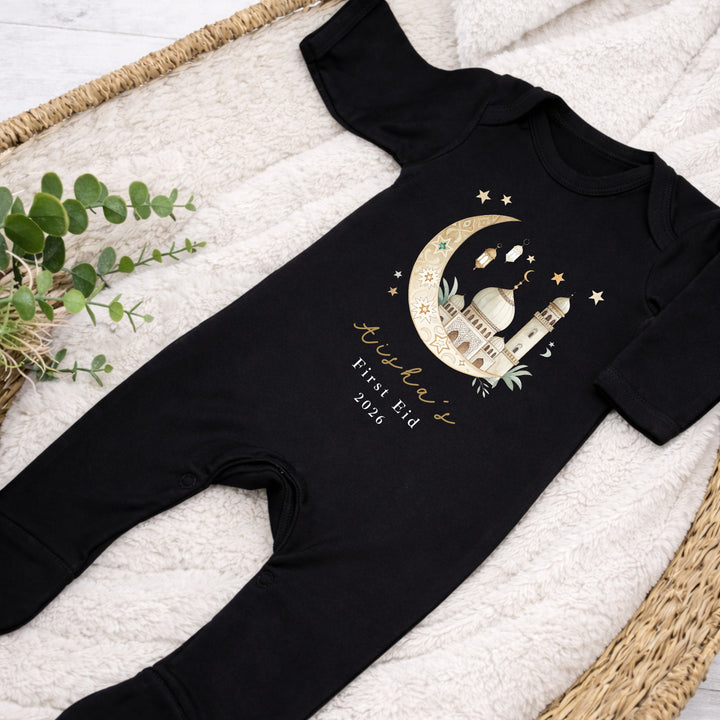 Personalised Gold Moon My First Eid Baby Grow, Vest or Bib