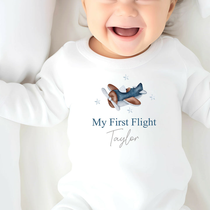 My First Flight Blue Plane Babygrow/Vest