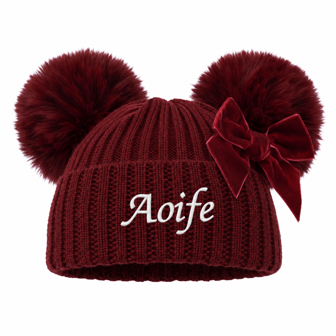 Personalised Embroidered Knitted Pompom Hat