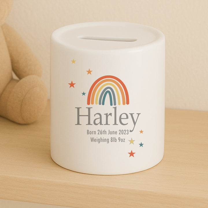 Personalised Rainbow Ceramic Money Box