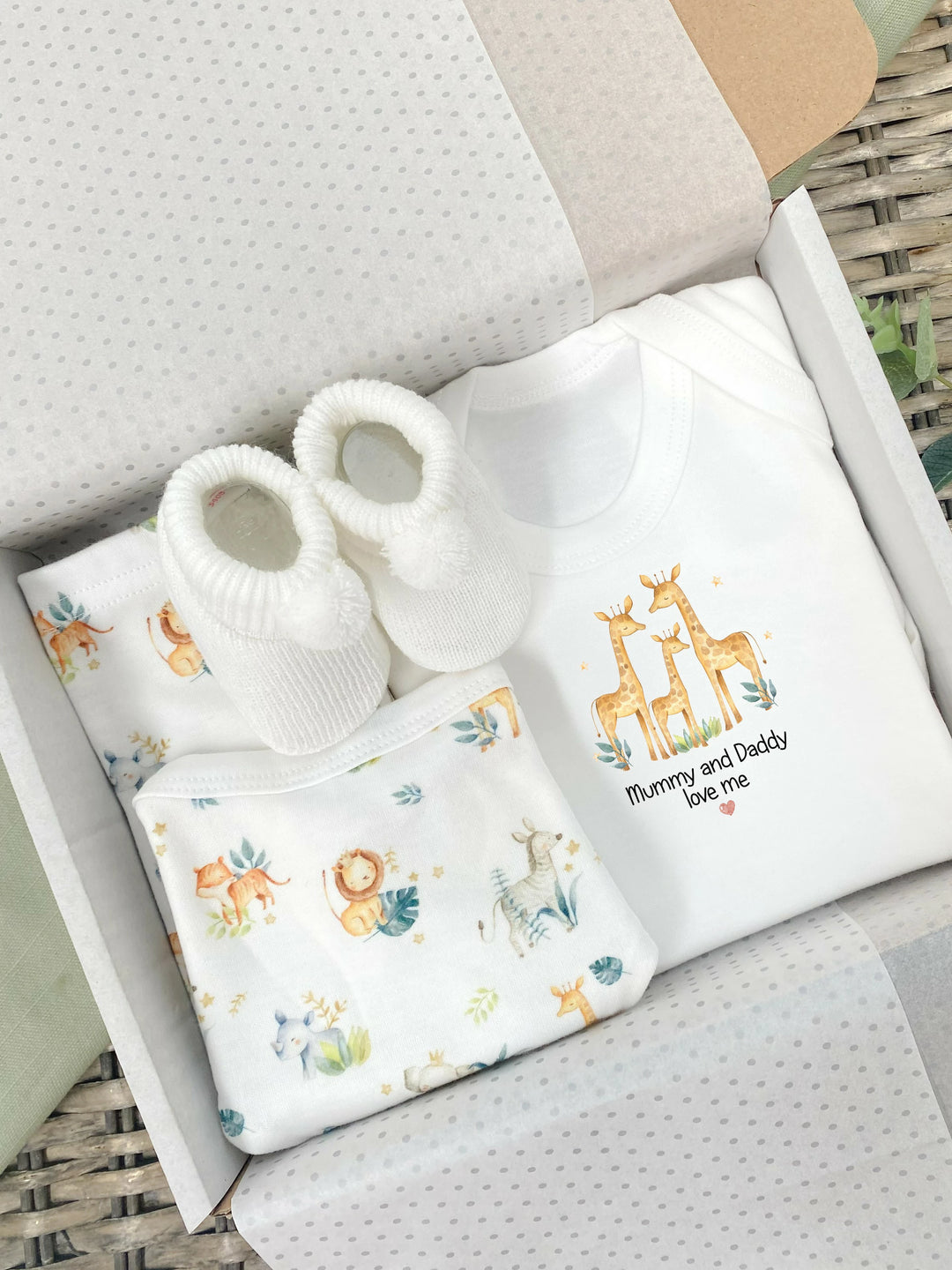 Personalised New Baby Jungle Unisex Gift Hamper Set