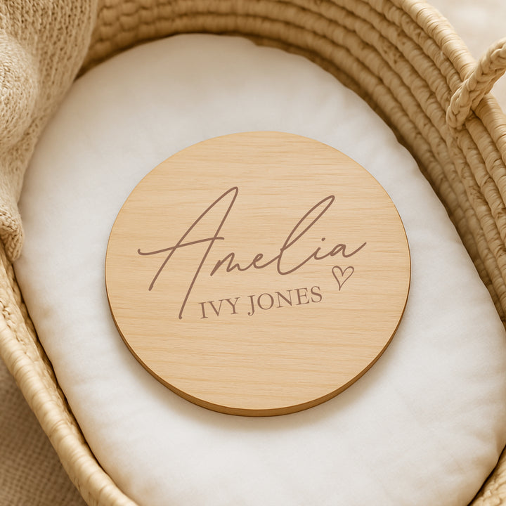Personalised Heart Wooden Announcement Plaque