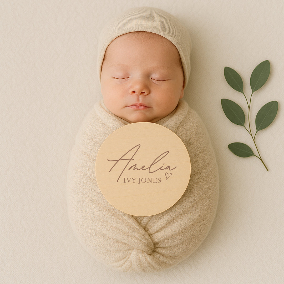 Personalised Heart Wooden Announcement Plaque