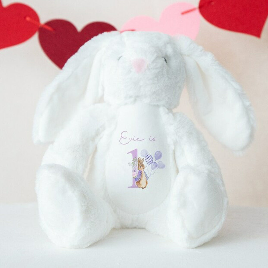 Personalised Lilac Bunny Birthday Teddy