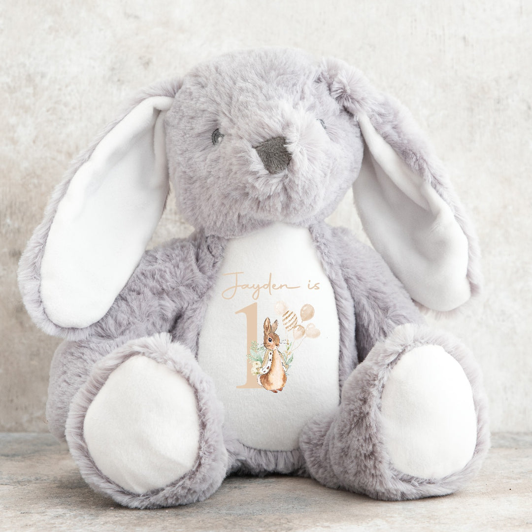 Personalised Beige Rabbit Birthday Teddy