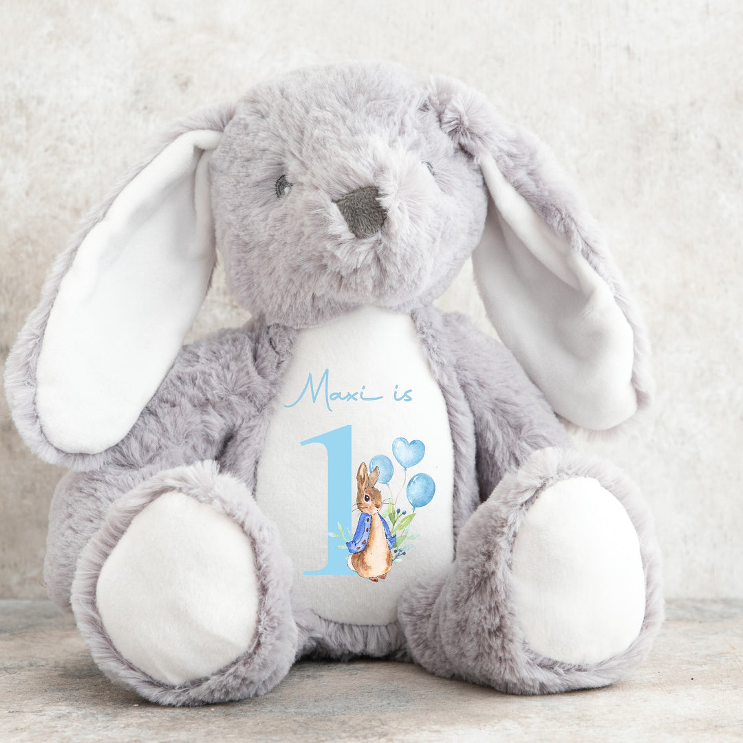 Personalised Blue Rabbit Birthday Teddy