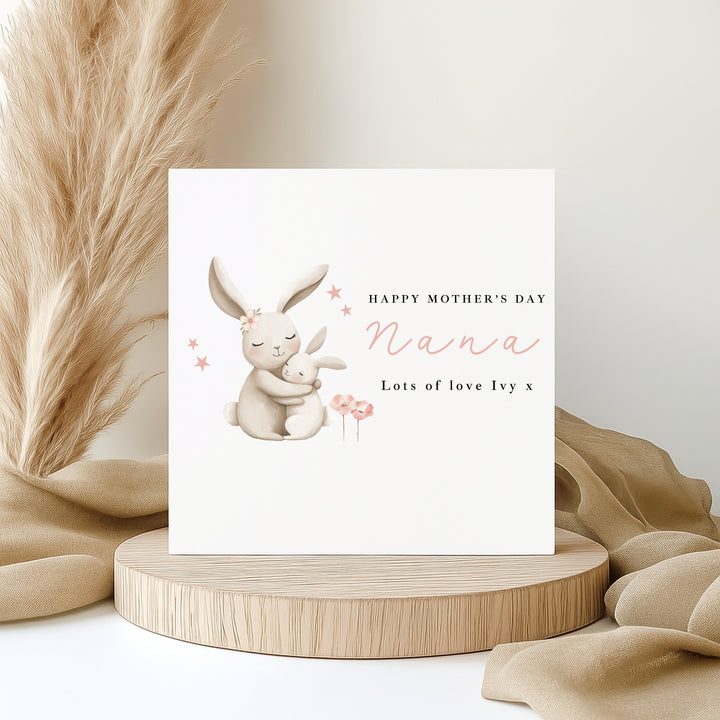 Personalised Pink Bunny Happy Mother's Day Nana Card